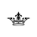 Black and white with decor crown icon. The symbol of power. The sign of the king and queen.